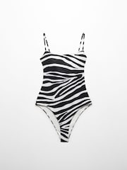 Mango Black Zebra Print Swimsuit - Image 6 of 7