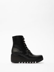 Fly London Birr Lace-Up Ankle Black Boots - Image 1 of 4