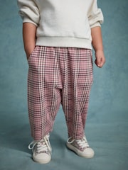 Pink Check Textured Barrel Leg Trousers (3mths-7yrs) - Image 1 of 7