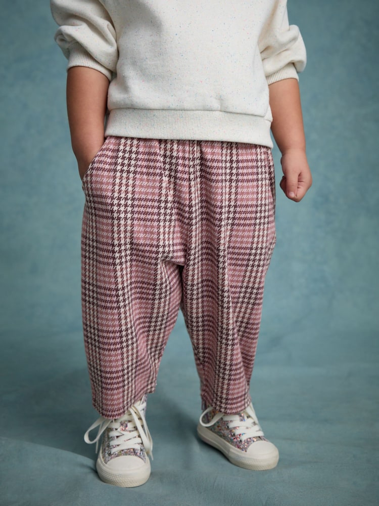 Pink Check Textured Barrel Leg Trousers (3mths-7yrs) - Image 1 of 7