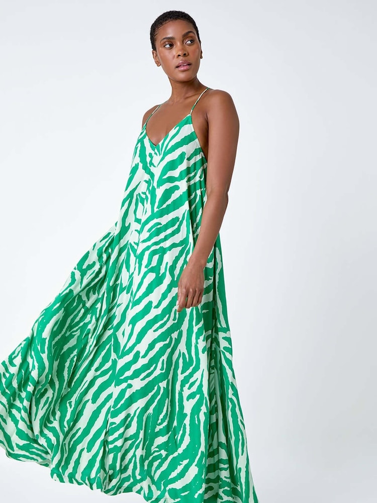 Roman Green Animal Print Halter Neck Maxi Dress - Image 1 of 1 Roman Green Animal Print Halter Neck Maxi Dress - Image 1 of 1