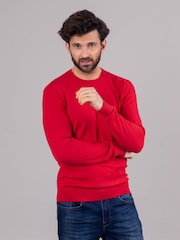 Lakeland Leather Red Clothing Wilson 100% Cotton Crew Neck Jumper - Image 1 of 6