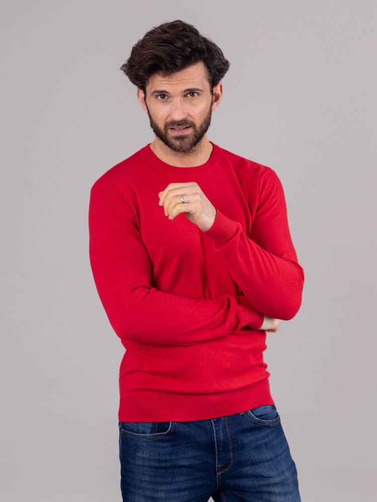 Lakeland Leather Red Clothing Wilson 100% Cotton Crew Neck Jumper - Image 1 of 6