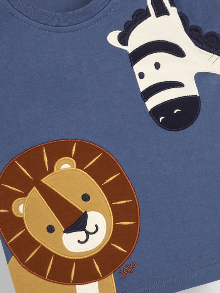 JoJo Maman Bébé Denim Lion and Zebra Appliqué Top - Image 3 of 3