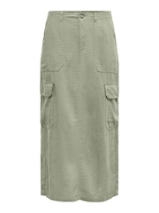 ONLY Green Linen Blend Utility Midi Skirt - Image 4 of 5