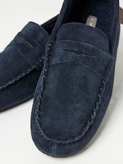 FatFace Navy Suede Moccasin Slippers - Image 2 of 2