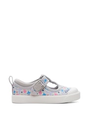 Clarks Silver Wide Fit (G) Combi City Dance T. Canvas Shoes - Image 1 of 7