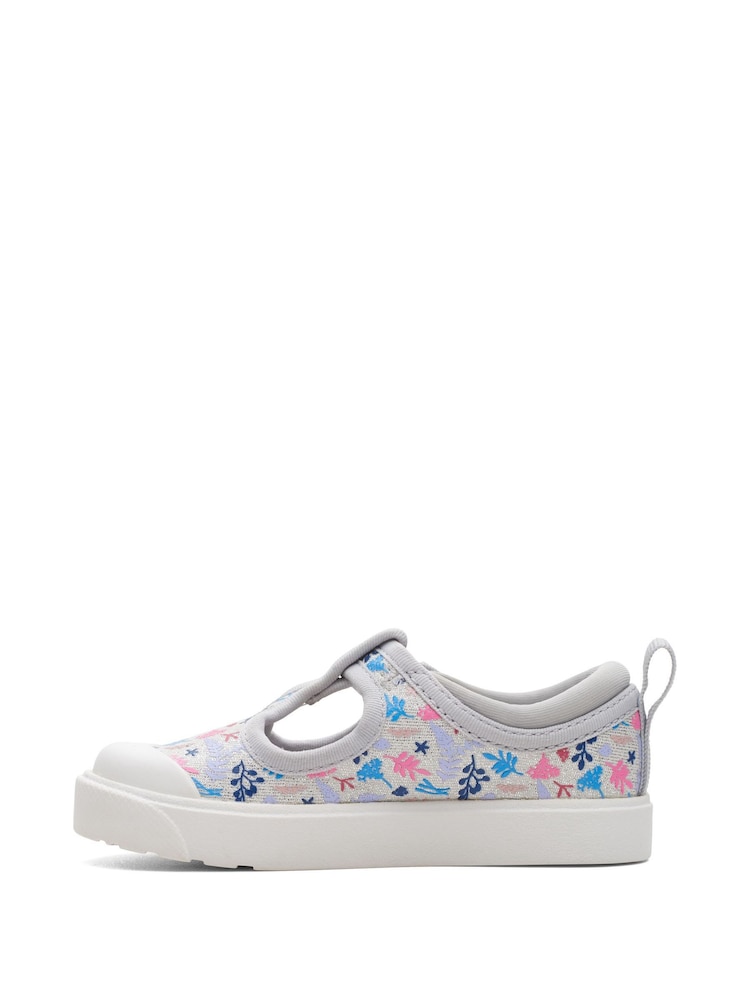 Clarks Silver Wide Fit (G) Combi City Dance T. Canvas Shoes - Image 2 of 7