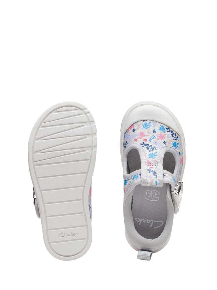 Clarks Silver Wide Fit (G) Combi City Dance T. Canvas Shoes - Image 7 of 7