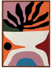 Paper Collective Orange Flora Framed Wall Art Print in Dark Oak Frame - Image 1 of 4