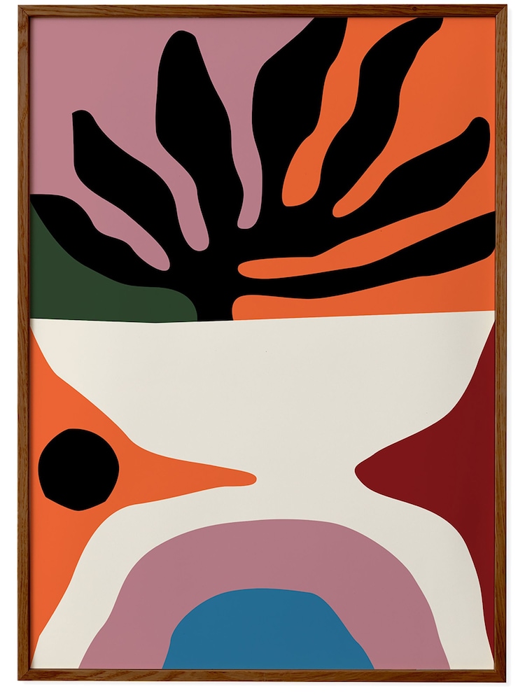 Paper Collective Orange Flora Framed Wall Art Print in Dark Oak Frame - Image 1 of 4 Paper Collective Orange Flora Framed Wall Art Print in Dark Oak Frame - Image 1 of 4