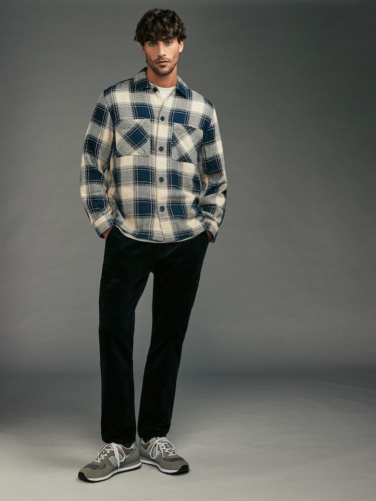 Navy Blue Slim Fit Corduroy Chino Trousers - Image 1 of 6