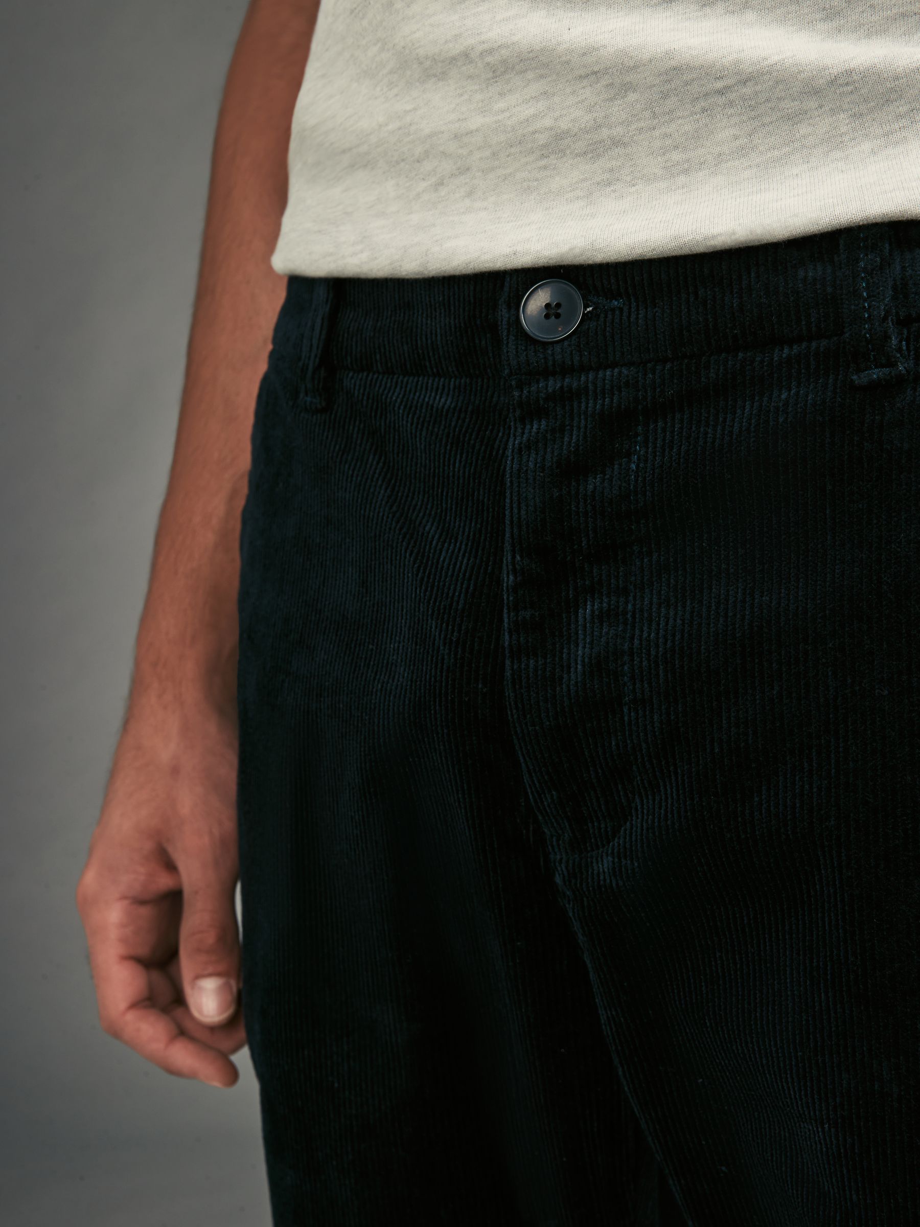 Corduroy Trousers with Pockets - Navy Blue
