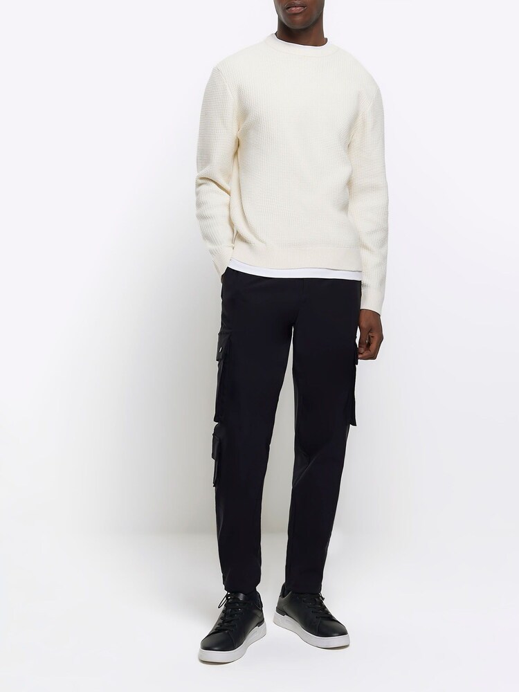River Island Black Smart Techy Cargo Trousers - Image 1 of 5