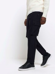 River Island Black Smart Techy Cargo Trousers - Image 2 of 5