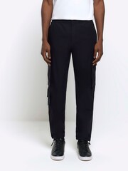 River Island Black Smart Techy Cargo Trousers - Image 4 of 5