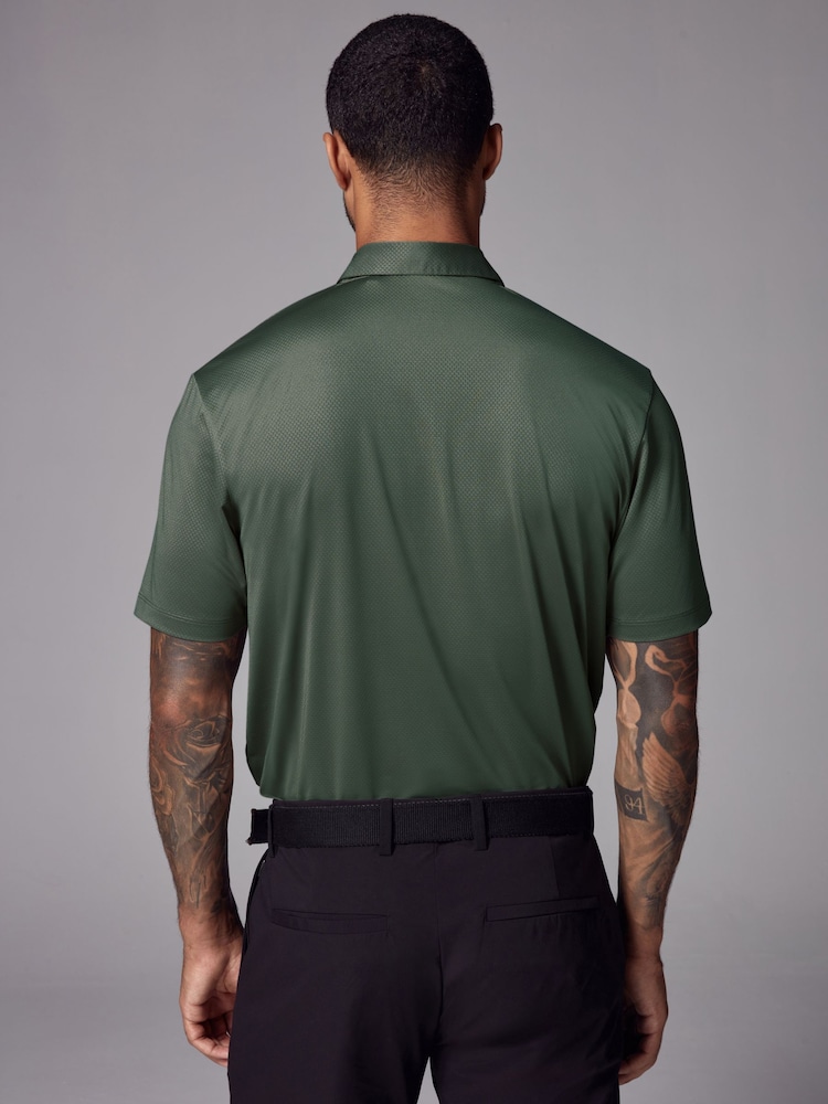 Khaki Green Active Textured Golf Polo Shirt - Image 3 of 8