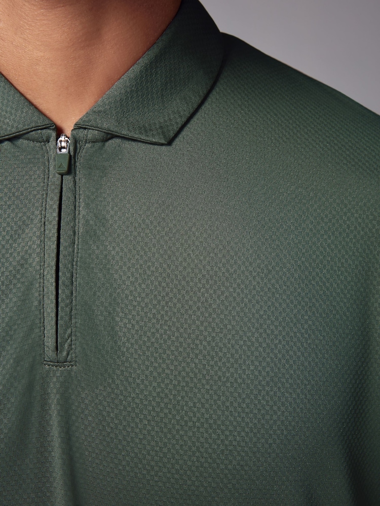 Khaki Green Active Textured Golf Polo Shirt - Image 4 of 8