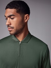 Khaki Green Active Textured Golf Polo Shirt - Image 5 of 8