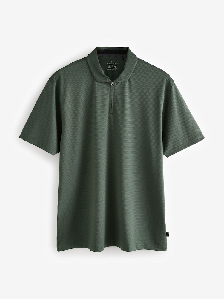 Khaki Green Active Textured Golf Polo Shirt - Image 6 of 8