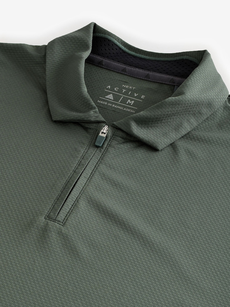 Khaki Green Active Textured Golf Polo Shirt - Image 8 of 8