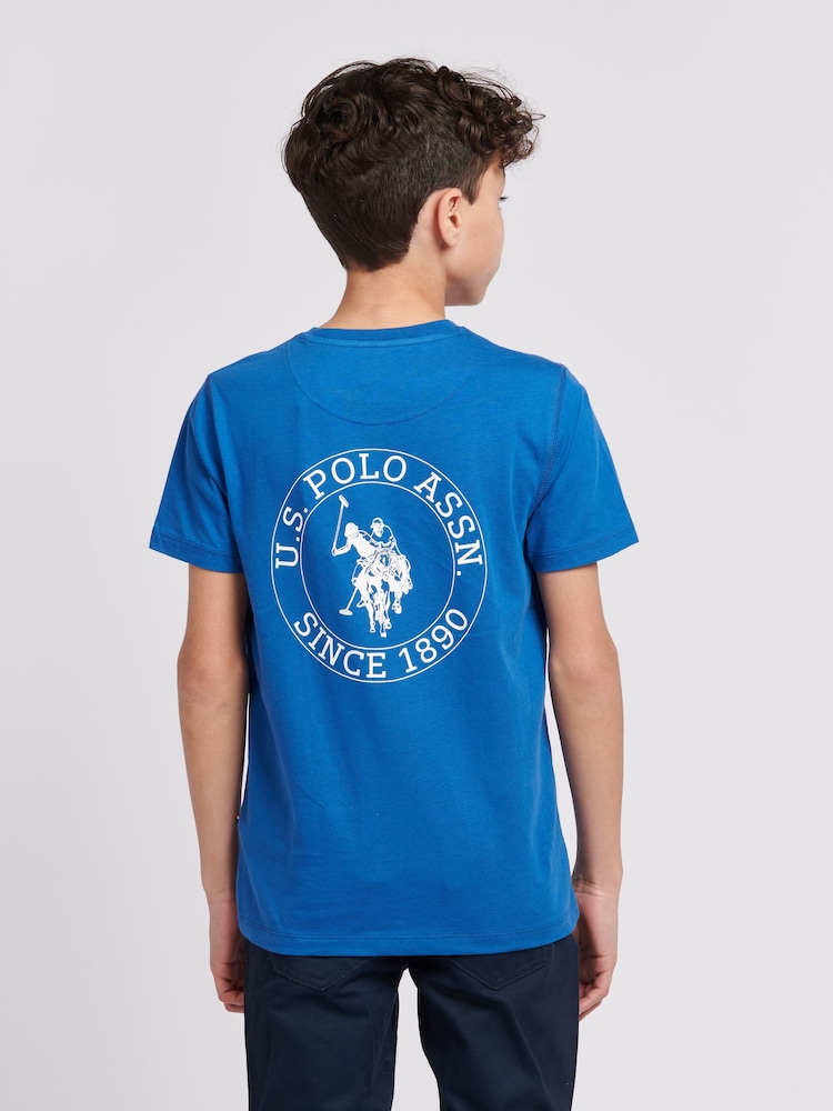 U.S. Polo Assn. Blue Back Print Boys 100% Cotton T-Shirt - Image 1 of 9