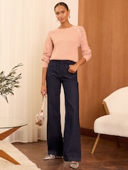 Love & Roses Blush Cosy Stitch Detail Jumper - Image 3 of 4