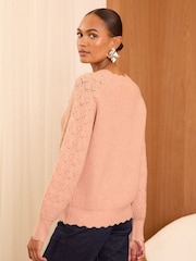 Love & Roses Blush Cosy Stitch Detail Jumper - Image 4 of 4