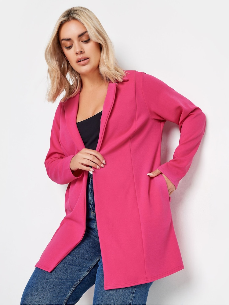 Yours Curve Pink Longline Blazer - Image 1 of 5