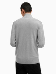 AllSaints Grey Kilburn Quarter Zip Funnel Jumper - Image 2 of 5
