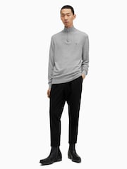 AllSaints Grey Kilburn Quarter Zip Funnel Jumper - Image 3 of 5