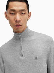 AllSaints Grey Kilburn Quarter Zip Funnel Jumper - Image 4 of 5