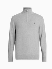 AllSaints Grey Kilburn Quarter Zip Funnel Jumper - Image 5 of 5