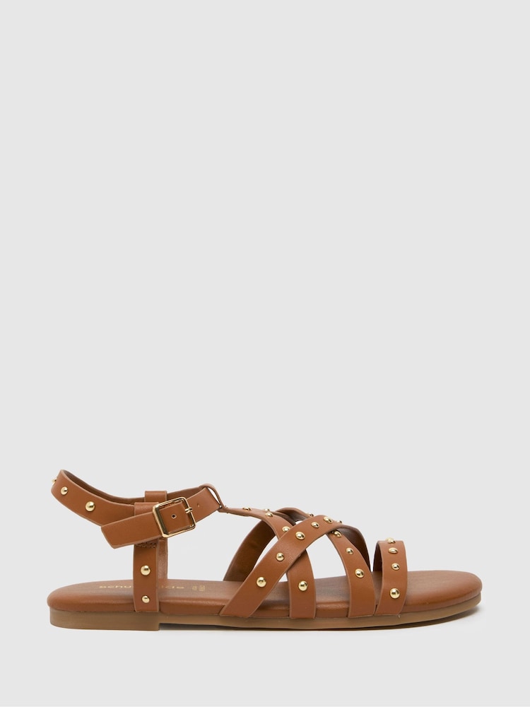 Schuh Tabby Studded Brown Sandals - Image 1 of 4