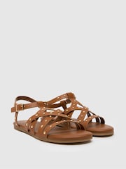 Schuh Tabby Studded Brown Sandals - Image 2 of 4