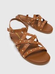 Schuh Tabby Studded Brown Sandals - Image 3 of 4