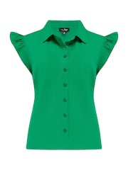 Pour Moi Shae 100% Cotton Poplin Twist галстук Frill рукав рубашки - Image 3 of 4