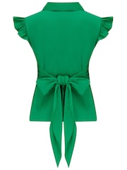 Pour Moi Shae 100% Cotton Poplin Twist галстук Frill рукав рубашки - Image 4 of 4