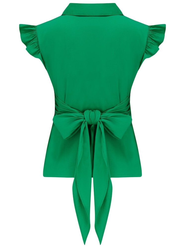 Pour Moi Shae 100% Cotton Poplin Twist галстук Frill рукав рубашки - Image 4 of 4