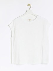 River Island White 100% Cotton 2 Pack Rib Cuff T-Shirt - Image 3 of 8
