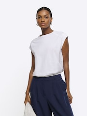 River Island White 100% Cotton 2 Pack Rib Cuff T-Shirt - Image 5 of 8