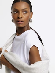 River Island White 100% Cotton 2 Pack Rib Cuff T-Shirt - Image 8 of 8