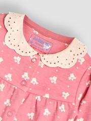 JoJo Maman Bébé Rose Pink Pretty Printed Collar Sleepsuit - Image 6 of 6