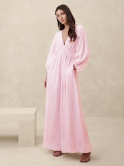 Banana Republic Pink Silk Habotai Backless Maxi Dress - Image 1 of 2