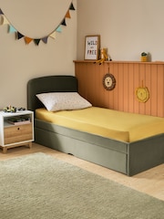 Soft Velvet Sage Green Kids Matson Trundle Upholstered Bed - Image 3 of 9