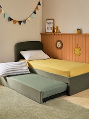Soft Velvet Sage Green Kids Matson Trundle Upholstered Bed - Image 4 of 9