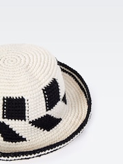 French Connection White 100% Cotton Crochet Hat - Image 2 of 2