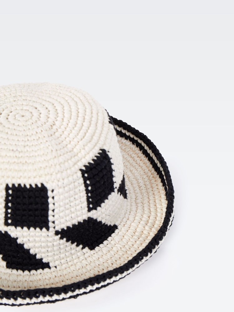 French Connection White 100% Cotton Crochet Hat - Image 2 of 2