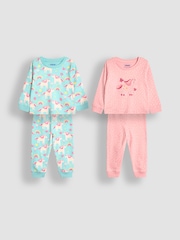JoJo Maman Bébé Pink Unicorn Pyjamas 2 Pack - Image 1 of 9