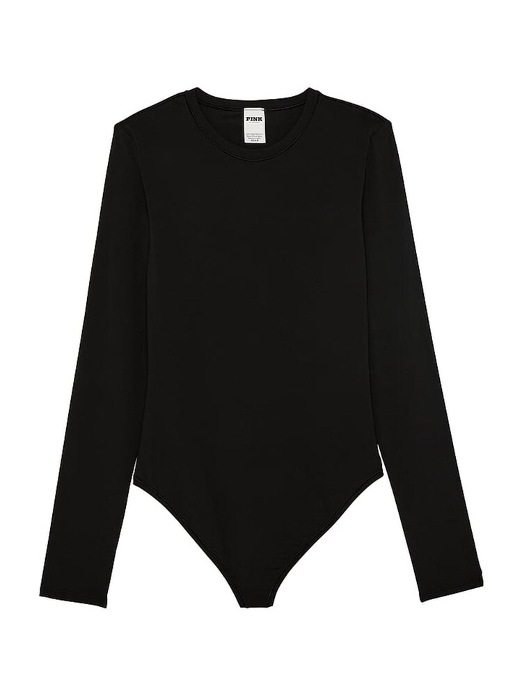 Victoria's Secret PINK Black Long Sleeve Soft Stretch Bodysuit - Image 3 of 3
